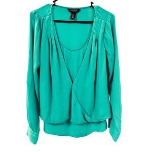 ✌️ 2/$40 ✌️ Bright Green Long Sleeve White House Black Market Blouse sz 8